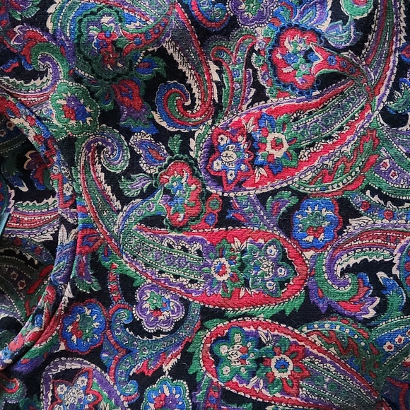 Beautiful Lauren Ralph Lauren Iconic Colorful Paisley Pattern Cotton Top ❤️🖤💜 - Picture 12 of 15